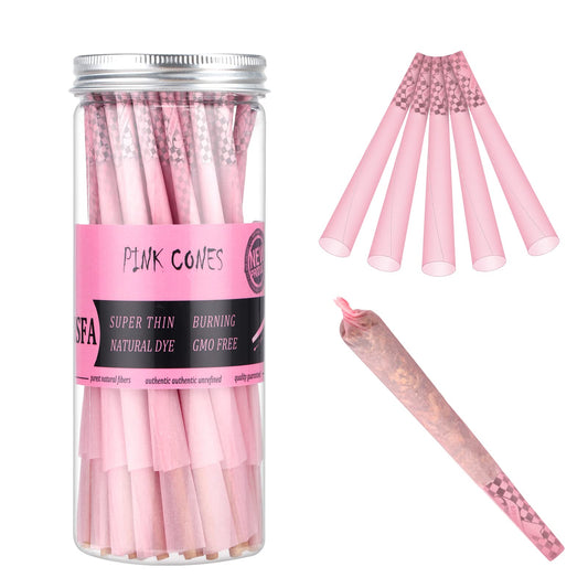 TISFA Pink Pre rolled Cones 60 Pack Rolling Papers King Size Rolling Cones with Tips Packing Sticks (60 PCS)