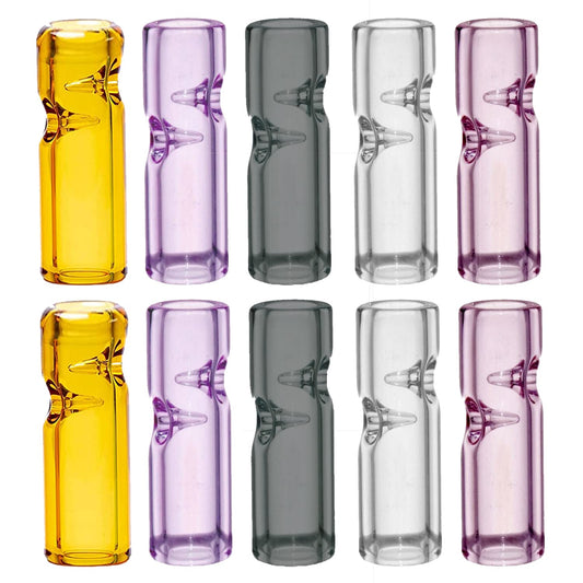 Reusable Glass Rolling Tips for Cigarette Filter Ø10mm Diameter 35mm Length Round Mouth Tips for Rolling Paper 5 Colors 10 Pieces Easy to Clean