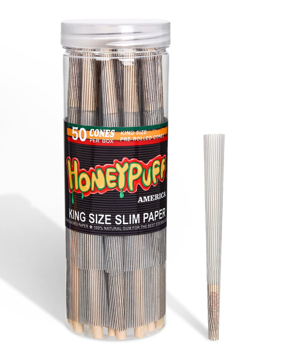 Honeypuff Black Pre Rolled Cones 50 Pack King Size Preroll Cones Rolling Papers Slow Burning Black Cones Rolling Papers With Tips