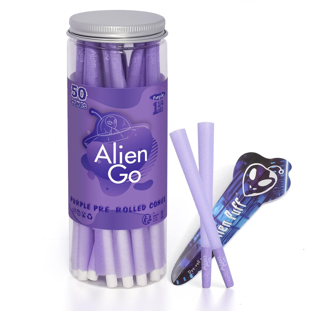 Upgrad Classic 1-1/4 Pre Rolled ConesPremium Slow Burning Rolling Papers 50 Packs Purple Cones Rolling Tobacco ToolsSmoking Accessories for Easy Use in Outdoor TravelParty