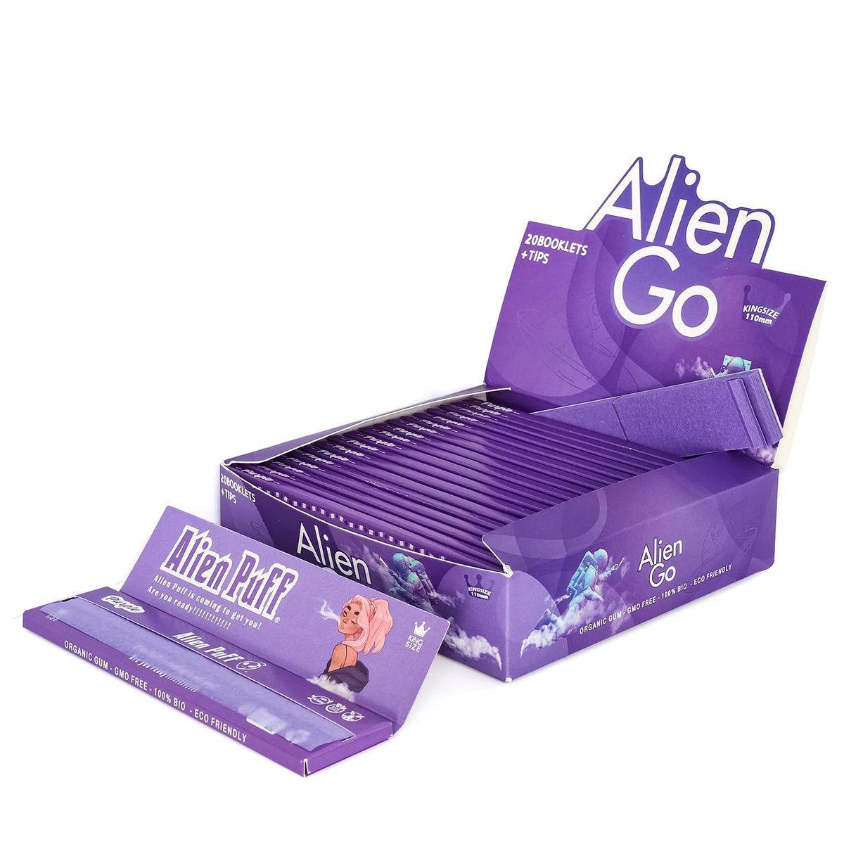Classic Rolling Papers KingSizeSlim 20 Packs Slow Burning Purple Rolling Papers with Tip 110mm Premium Roll Papers Tobacco Tools Suitable for Travel Home Sharing.